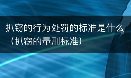 扒窃的行为处罚的标准是什么（扒窃的量刑标准）