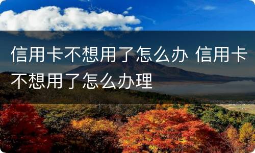 信用卡不想用了怎么办 信用卡不想用了怎么办理