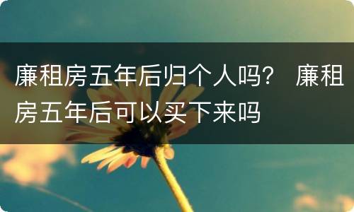 廉租房五年后归个人吗？ 廉租房五年后可以买下来吗