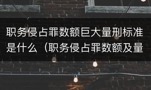 职务侵占罪数额巨大量刑标准是什么（职务侵占罪数额及量刑）
