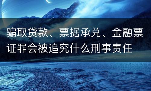 骗取贷款、票据承兑、金融票证罪会被追究什么刑事责任