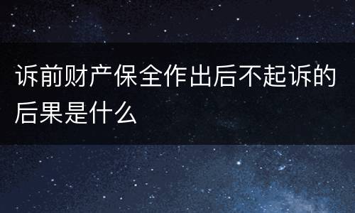 诉前财产保全作出后不起诉的后果是什么