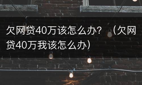 欠网贷40万该怎么办？（欠网贷40万我该怎么办）