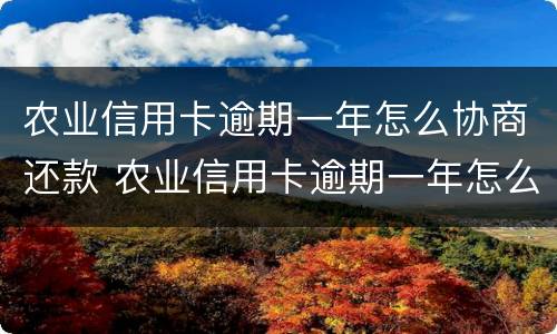 农业信用卡逾期一年怎么协商还款 农业信用卡逾期一年怎么协商还款呢