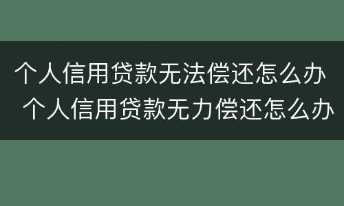 个人信用贷款无法偿还怎么办 个人信用贷款无力偿还怎么办