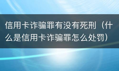 信用卡诈骗罪有没有死刑（什么是信用卡诈骗罪怎么处罚）