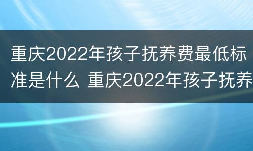 重庆2022年孩子抚养费最低标准是什么 重庆2022年孩子抚养费最低标准是什么呢