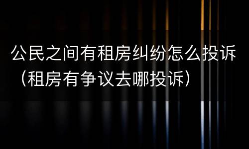 公民之间有租房纠纷怎么投诉（租房有争议去哪投诉）