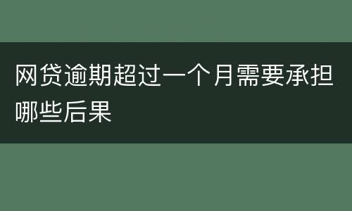 网贷逾期超过一个月需要承担哪些后果