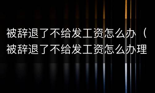 被辞退了不给发工资怎么办（被辞退了不给发工资怎么办理）