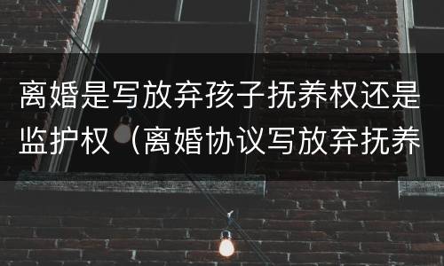 离婚是写放弃孩子抚养权还是监护权（离婚协议写放弃抚养权有没效）