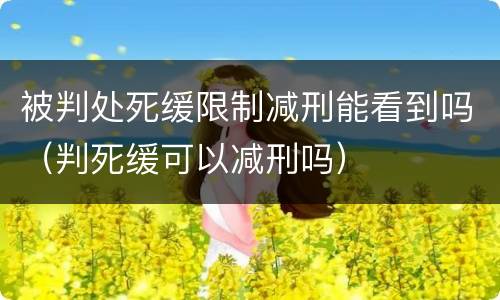 被判处死缓限制减刑能看到吗（判死缓可以减刑吗）