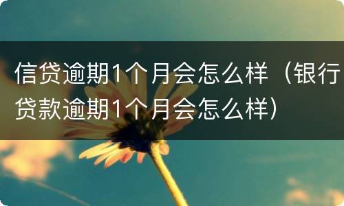 信贷逾期1个月会怎么样（银行贷款逾期1个月会怎么样）