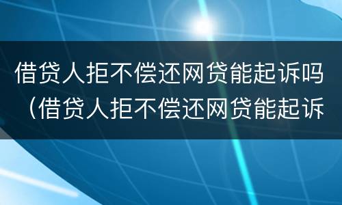 借贷人拒不偿还网贷能起诉吗（借贷人拒不偿还网贷能起诉吗怎么办）