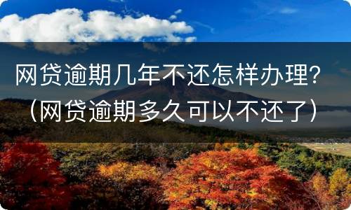 网贷逾期几年不还怎样办理？（网贷逾期多久可以不还了）