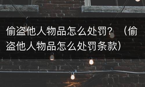 偷盗他人物品怎么处罚？（偷盗他人物品怎么处罚条款）