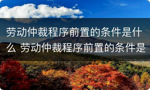 劳动仲裁程序前置的条件是什么 劳动仲裁程序前置的条件是什么意思