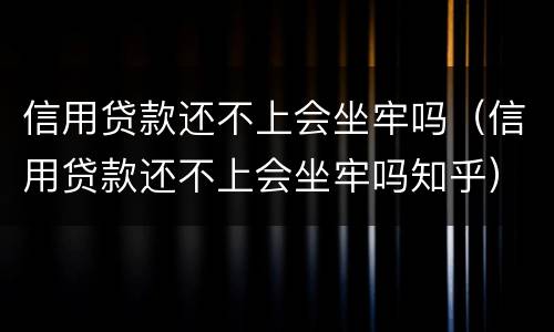 信用贷款还不上会坐牢吗（信用贷款还不上会坐牢吗知乎）