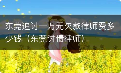 东莞追讨一万元欠款律师费多少钱（东莞讨债律师）