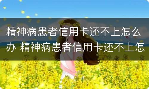 精神病患者信用卡还不上怎么办 精神病患者信用卡还不上怎么办呢