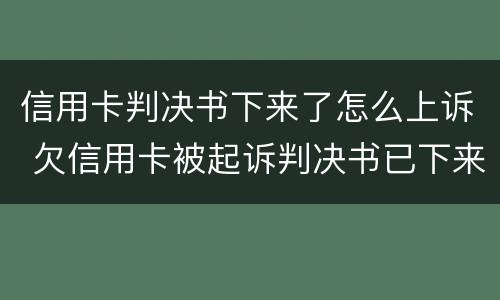 信用卡判决书下来了怎么上诉 欠信用卡被起诉判决书已下来