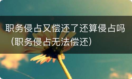 职务侵占又偿还了还算侵占吗（职务侵占无法偿还）