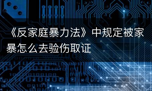 《反家庭暴力法》中规定被家暴怎么去验伤取证