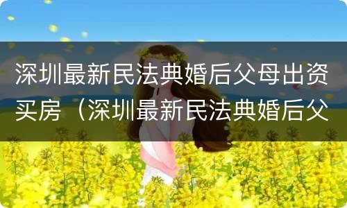 深圳最新民法典婚后父母出资买房（深圳最新民法典婚后父母出资买房新规定）