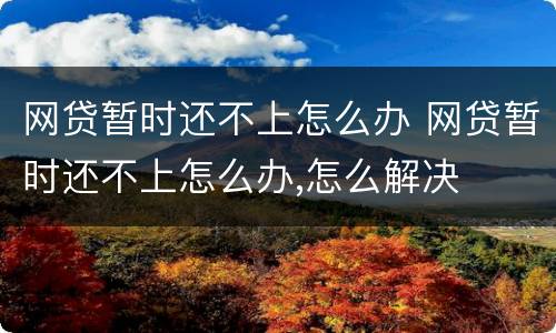 网贷暂时还不上怎么办 网贷暂时还不上怎么办,怎么解决