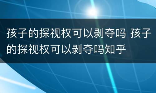 孩子的探视权可以剥夺吗 孩子的探视权可以剥夺吗知乎