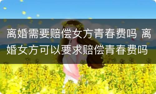 离婚需要赔偿女方青春费吗 离婚女方可以要求赔偿青春费吗