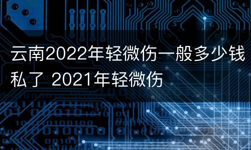 云南2022年轻微伤一般多少钱私了 2021年轻微伤