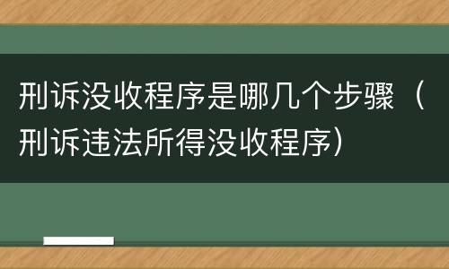 刑诉没收程序是哪几个步骤（刑诉违法所得没收程序）