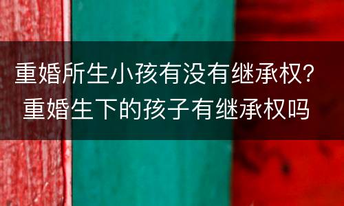 重婚所生小孩有没有继承权？ 重婚生下的孩子有继承权吗