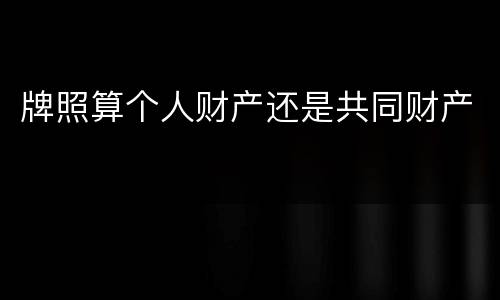 牌照算个人财产还是共同财产