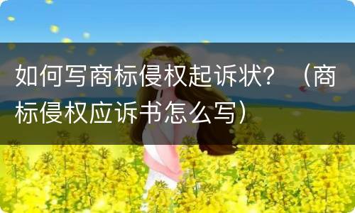 如何写商标侵权起诉状？（商标侵权应诉书怎么写）