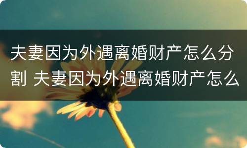 夫妻因为外遇离婚财产怎么分割 夫妻因为外遇离婚财产怎么分割呢