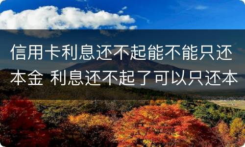 信用卡利息还不起能不能只还本金 利息还不起了可以只还本金吗