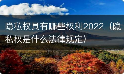 隐私权具有哪些权利2022（隐私权是什么法律规定）