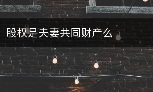 股权是夫妻共同财产么