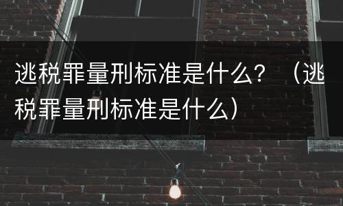 逃税罪量刑标准是什么？（逃税罪量刑标准是什么）