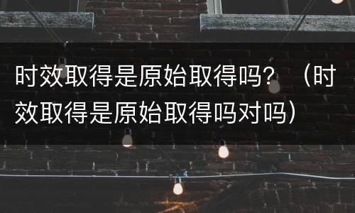 时效取得是原始取得吗？（时效取得是原始取得吗对吗）