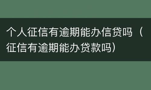 个人征信有逾期能办信贷吗（征信有逾期能办贷款吗）