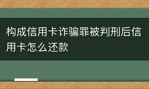构成信用卡诈骗罪被判刑后信用卡怎么还款