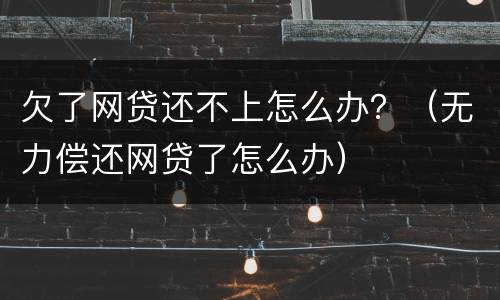欠了网贷还不上怎么办？（无力偿还网贷了怎么办）