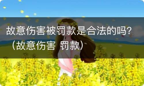 故意伤害被罚款是合法的吗？（故意伤害 罚款）