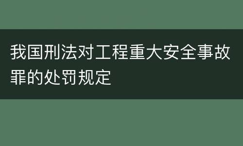 我国刑法对工程重大安全事故罪的处罚规定