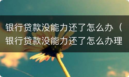 银行贷款没能力还了怎么办（银行贷款没能力还了怎么办理）
