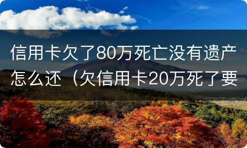 信用卡欠了80万死亡没有遗产怎么还（欠信用卡20万死了要家人还吗）