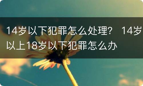 14岁以下犯罪怎么处理？ 14岁以上18岁以下犯罪怎么办